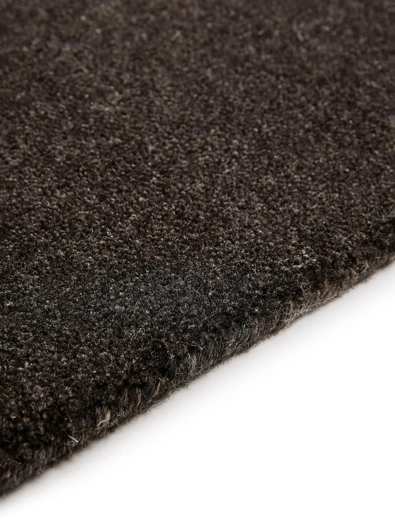 Tapis scandinave uni descente de lit marron foncé en laine 80x250 cm