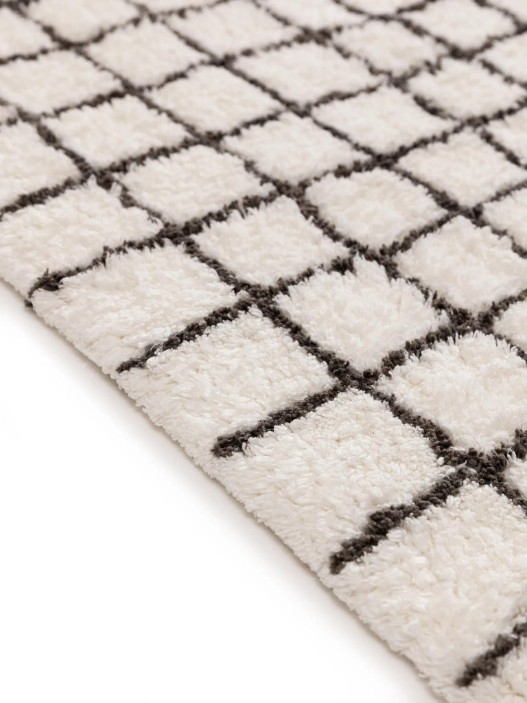 Tapis moderne motif à carreaux de bain blanc et noir en coton 60x100 cm
