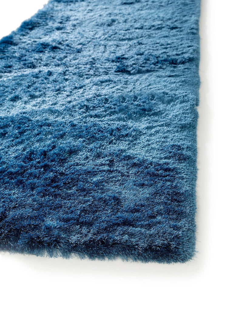 Tapis shaggy fourrure descente de lit bleu 80x300 cm