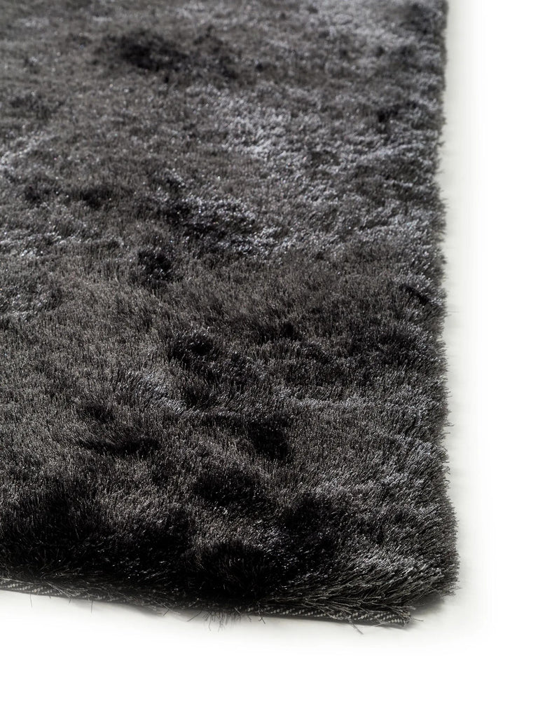 Tapis shaggy fourrure carré noir charbon 200x200 cm