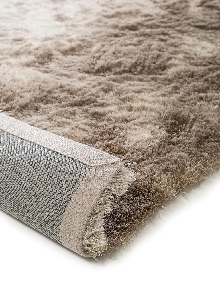 Tapis shaggy fourrure carré beige et marron clair 150x150 cm