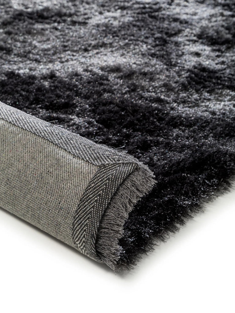 Tapis shaggy fourrure carré noir charbon 200x200 cm