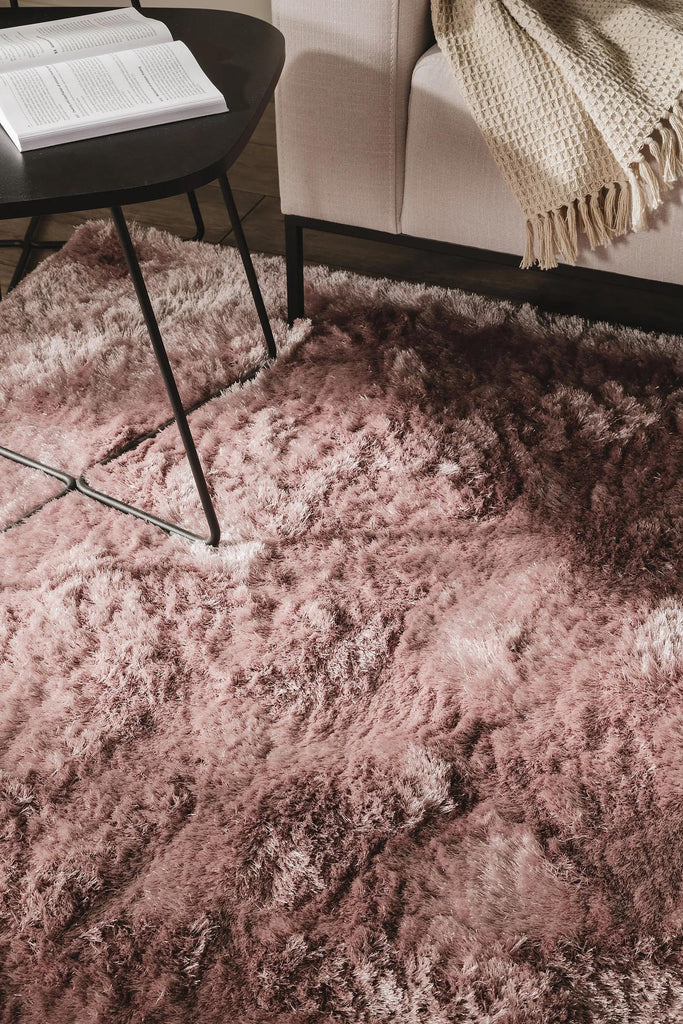 Tapis shaggy fourrure rose 140x200 cm