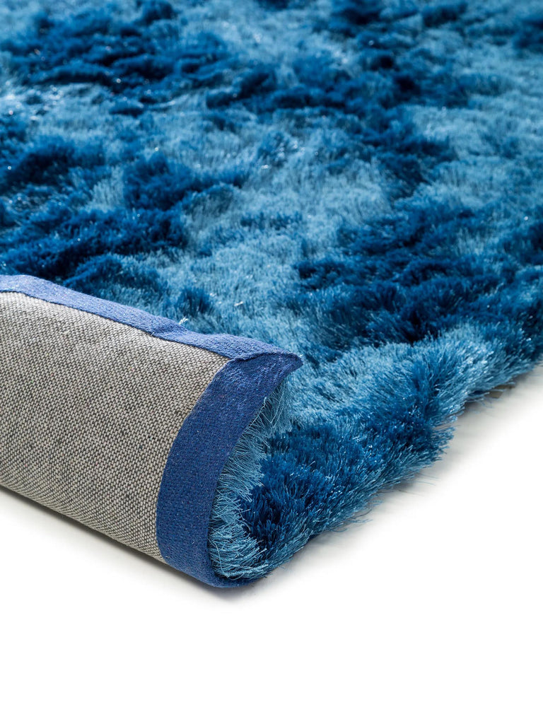 Tapis shaggy fourrure descente de lit bleu 80x300 cm