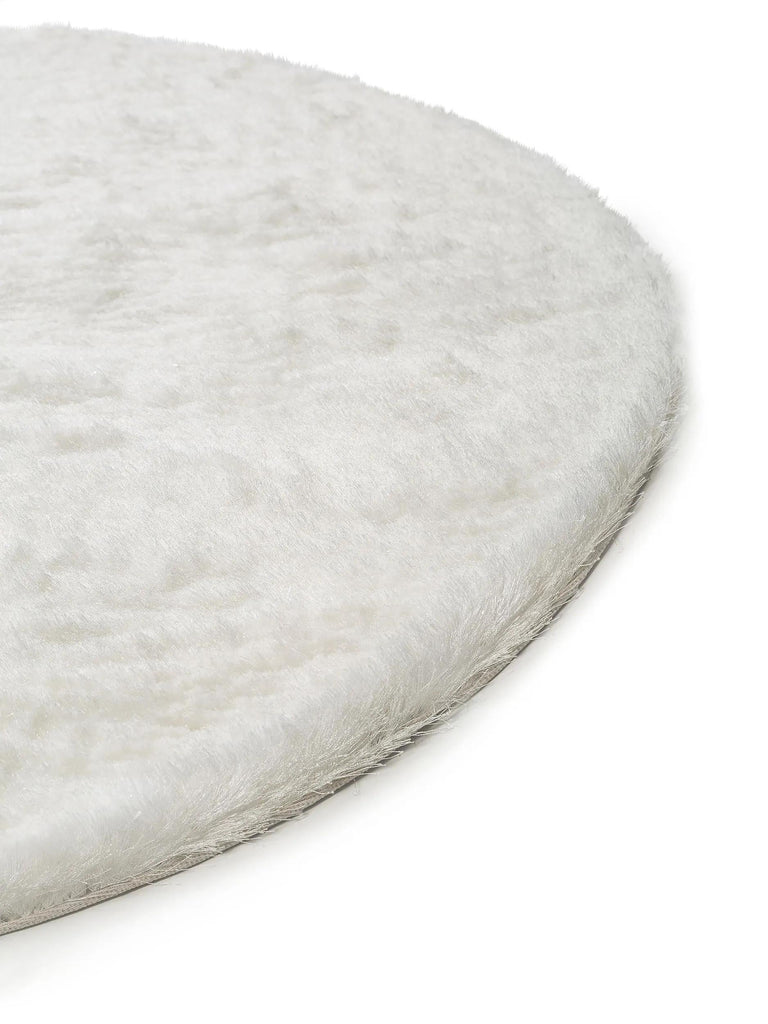 Tapis shaggy fourrure rond blanc 80 cm de diamètre