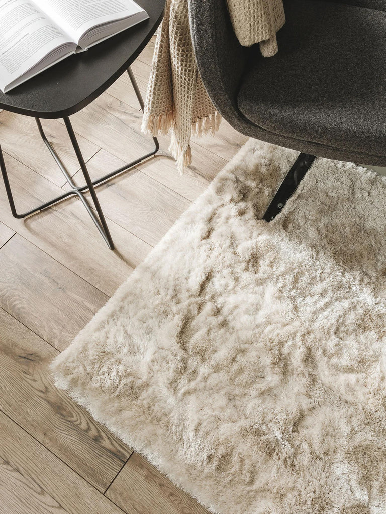 Tapis shaggy fourrure carré beige 150x150 cm