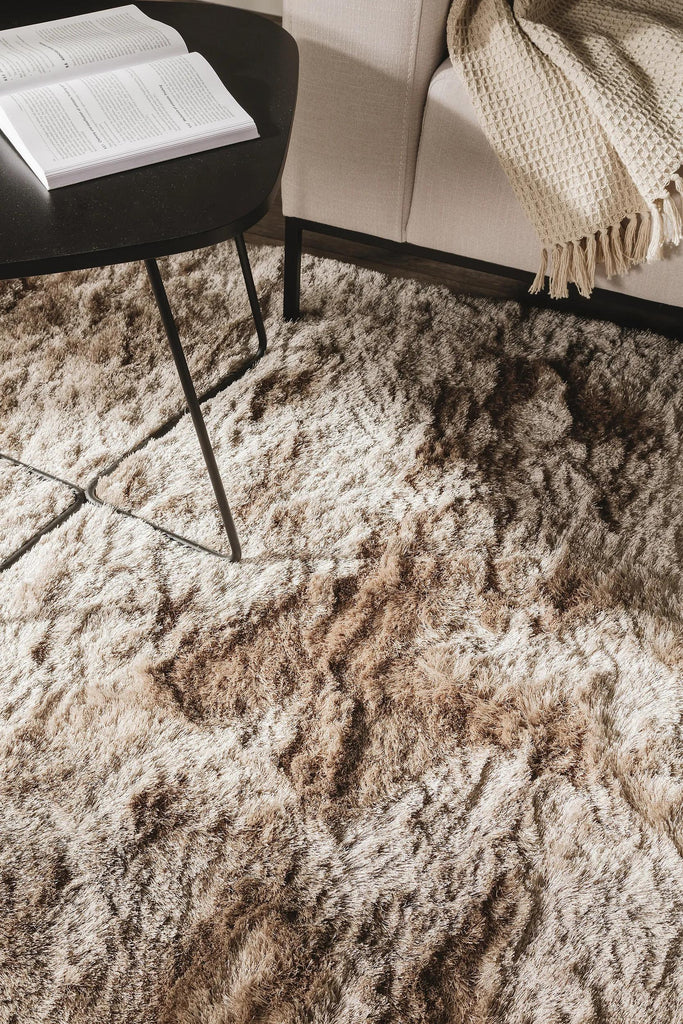 Tapis shaggy fourrure marron clair 120x170 cm