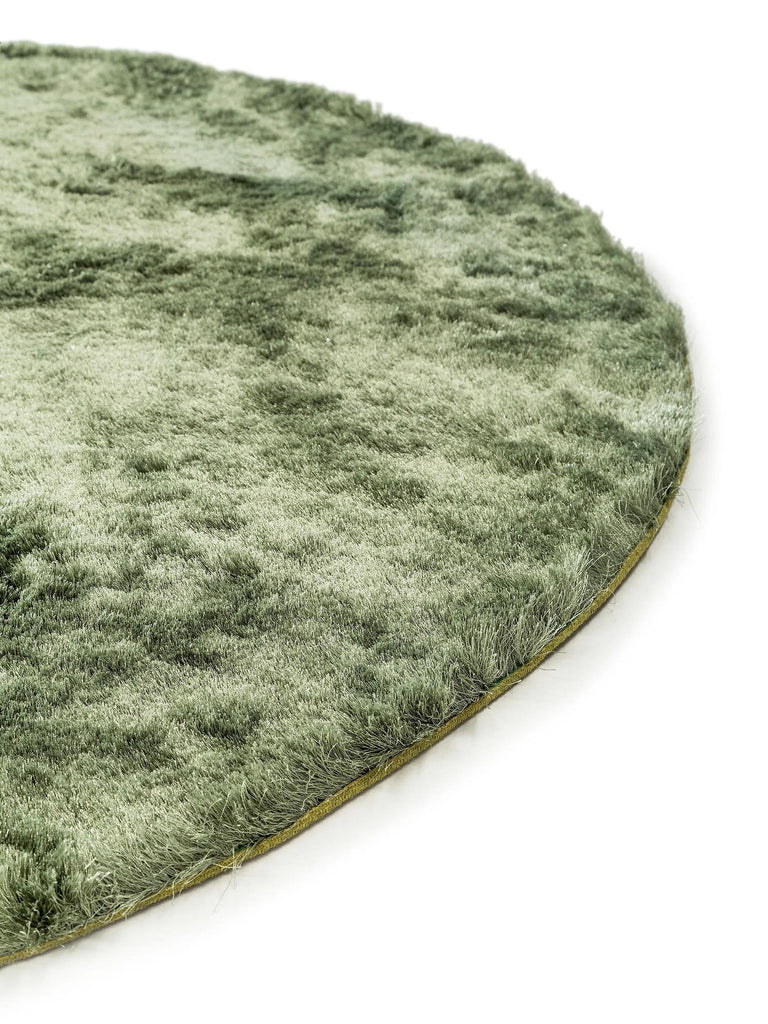 Tapis shaggy fourrure rond vert khaki 200 cm de diamètre