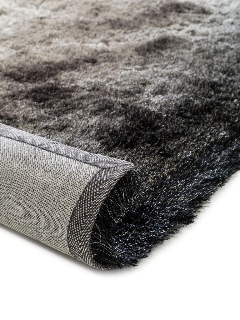 Tapis shaggy fourrure noir charbon et gris 140x200 cm