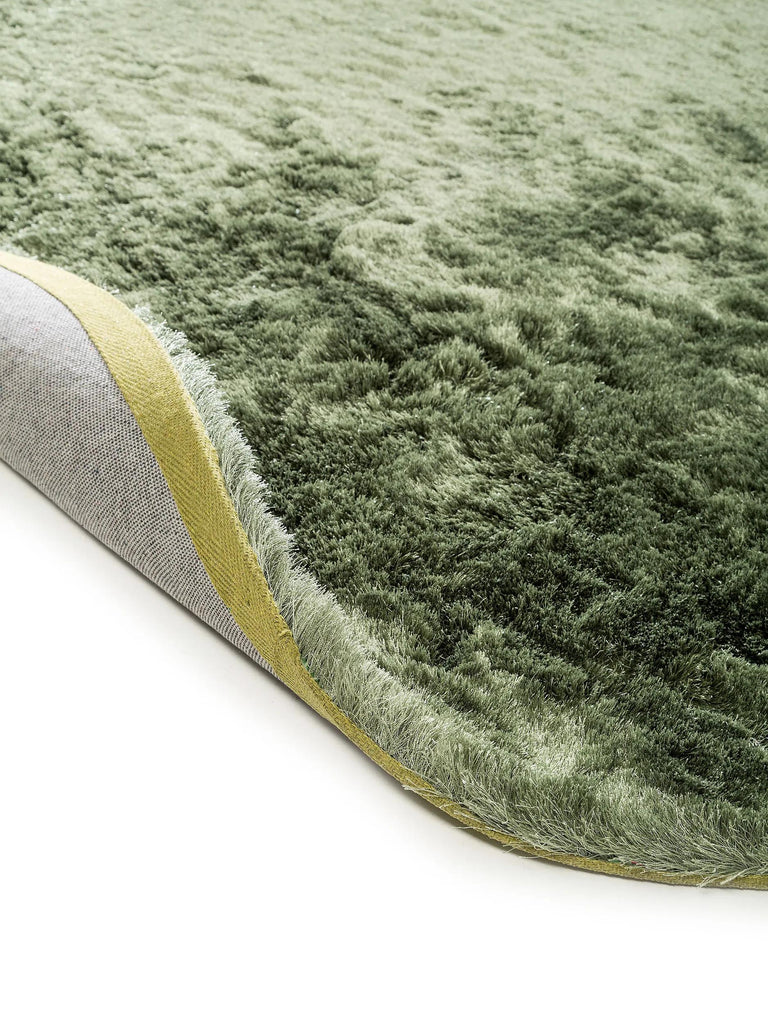 Tapis shaggy fourrure rond vert khaki 200 cm de diamètre