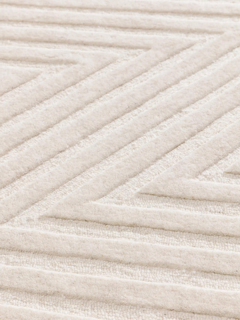 Tapis moderne motif parquet crème en laine 120x170 cm