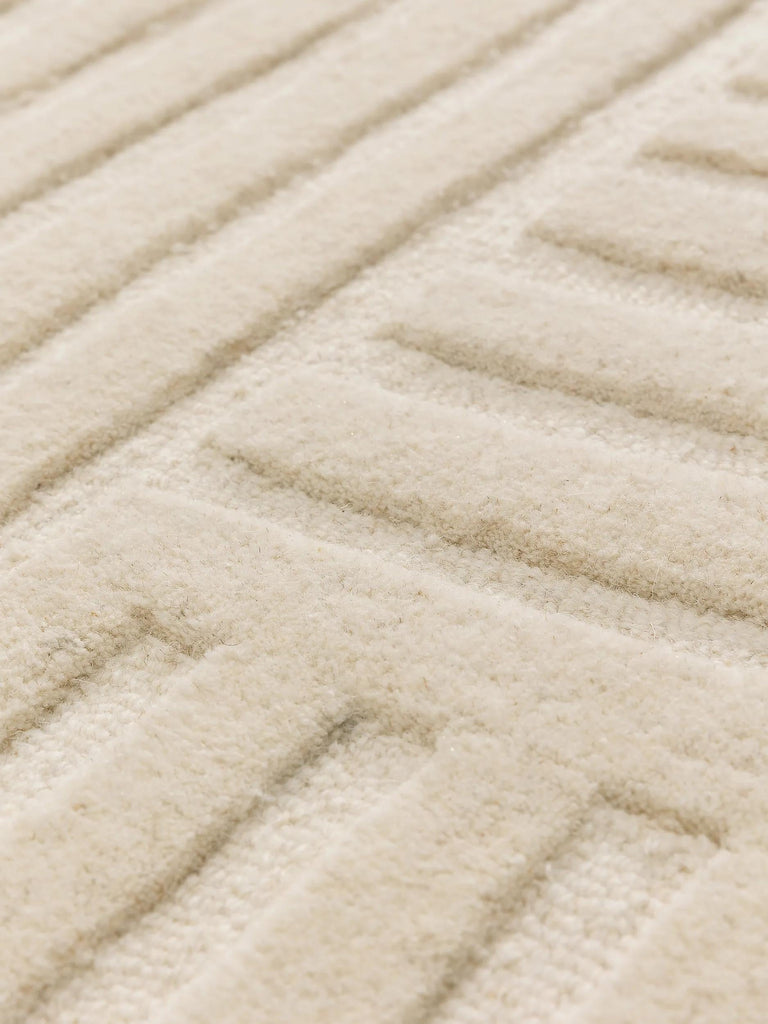 Tapis moderne motif japonais crème en laine 120x170 cm