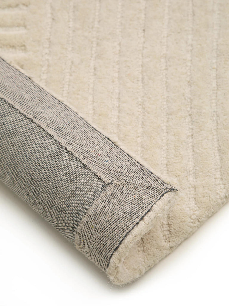 Tapis moderne motif géométrique crème en laine 160x230 cm