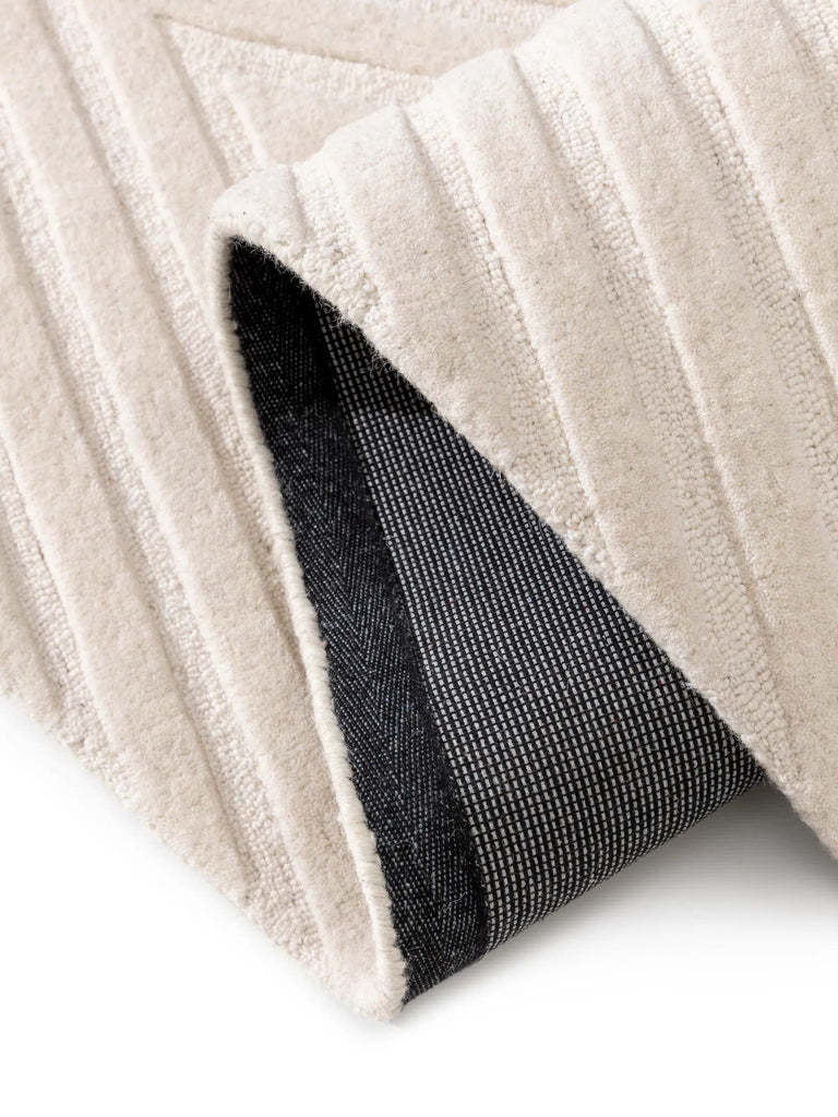 Tapis moderne motif parquet crème en laine 200x300 cm