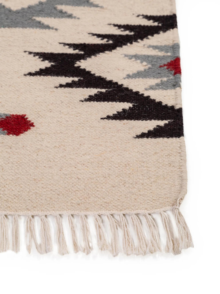 Tapis kilim motif ethnique beige en laine 160x230 cm
