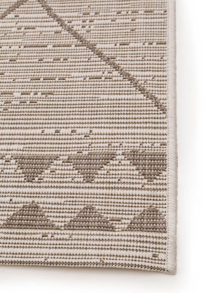 Tapis géométrique motif ethnique de couloir crème et beige d'intérieur et d'extérieur 80x240 cm