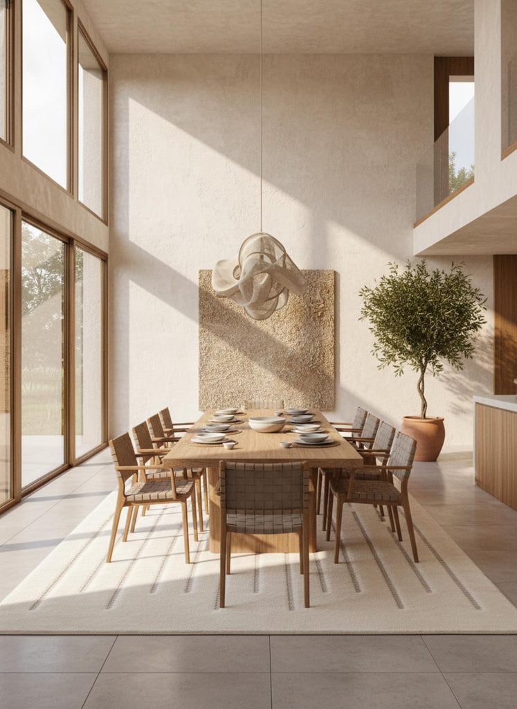 Tapis contemporain épais strillé blanc 250x350 cm