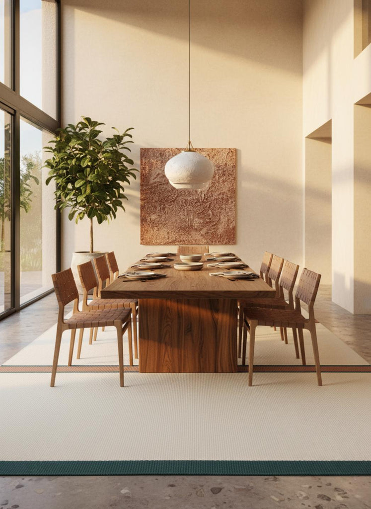 Tapis contemporain motif à bandes crème et terracotta en laine 250x350 cm