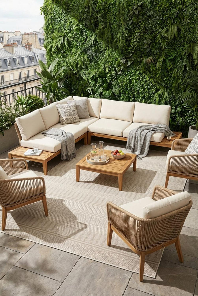 Tapis scandinave motif rayé enfant beige d'intérieur et d'extérieur 120x170 cm