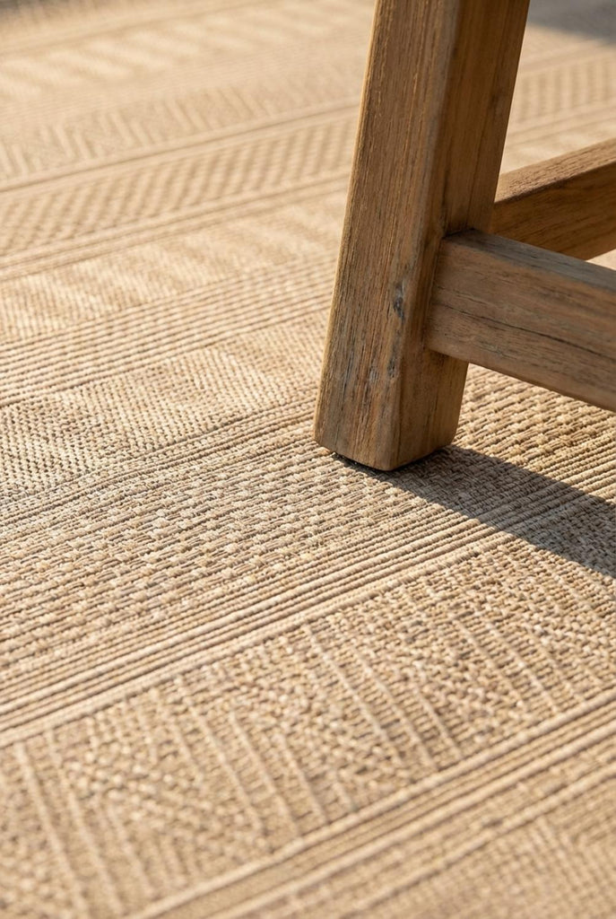 Tapis scandinave motif rayé enfant beige d'intérieur et d'extérieur 120x170 cm