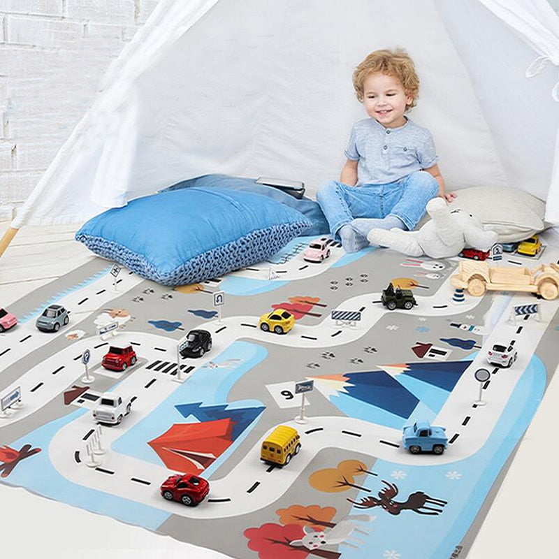 Tapis de jeux de voiture pour enfant motif montagne – RueDuTapis