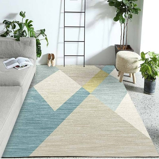 Tapis Salon Poils Longs Shaggy Design Scandinave Avec Motif Losanges,  Moderne Beige