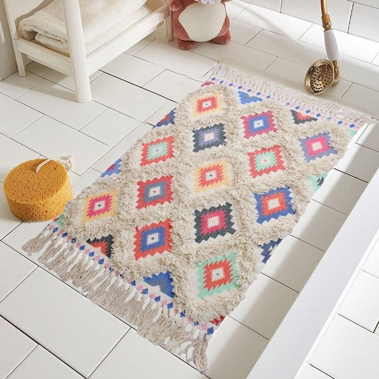 Handmade Coton Durries Chambre Zone Tapis Noir Naturel Kilim Indien Yoga  Tapis