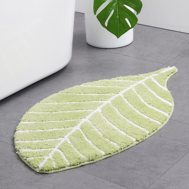 1pc Tapis Antidérapant En Feuille Verte, Tapis De Salle De Bain En  Imitation Cachemire, Tapis En Fibre Ultra Fine En Forme De Feuille, Tapis  De Salle