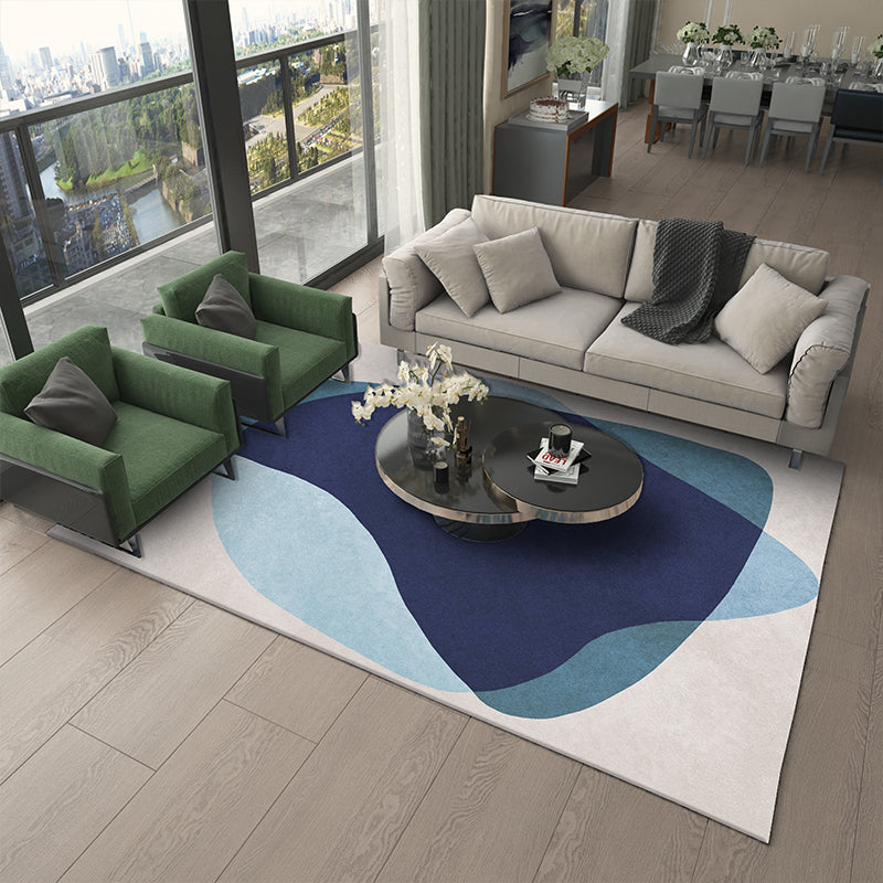 Tapis rond scandinave Oyster bleu et beige – RueDuTapis