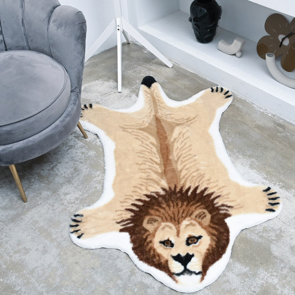 Tapis Rond en Fausse Fourrure Blanc pas cher