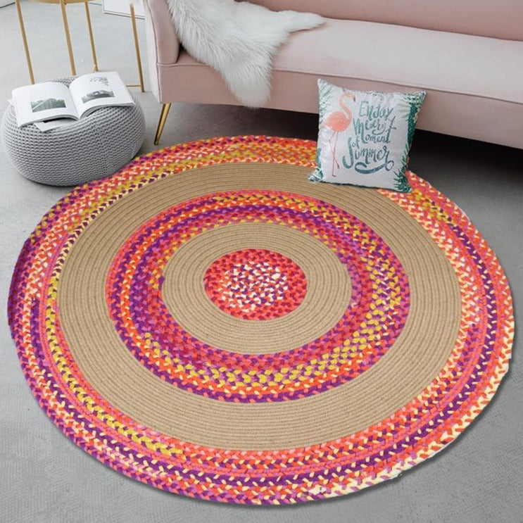 Tapis rond scandinave Oyster bleu et beige – RueDuTapis