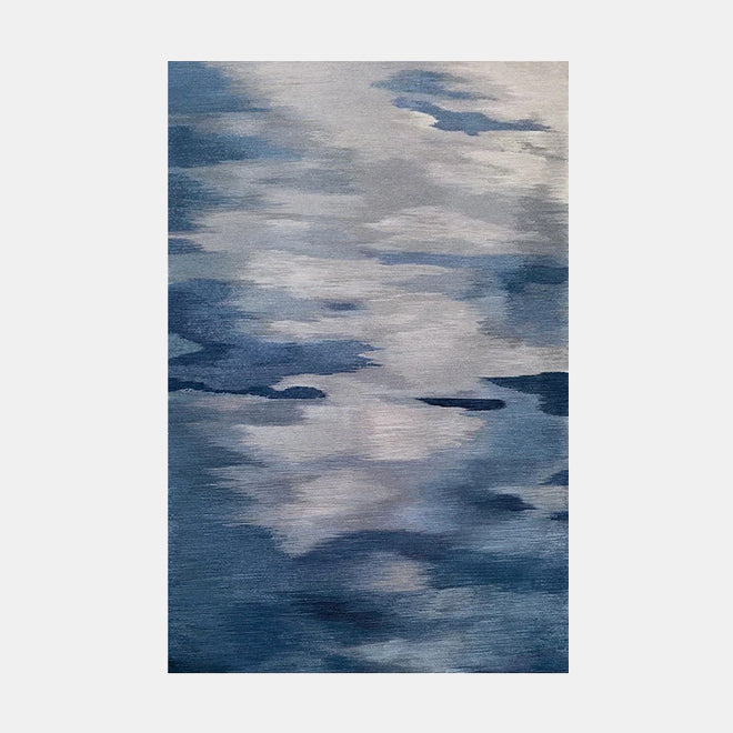 Tapis rond scandinave Oyster bleu et beige – RueDuTapis